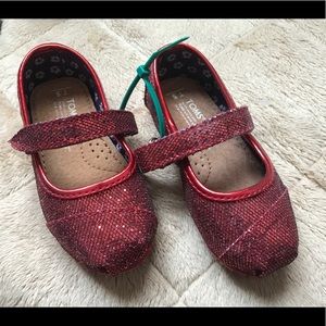 TOMS Ruby Glitter Slip-Ons - Size T5 (Toddler)